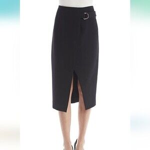 d.jeans Womens Open Front Wrap Skirt with D-Ring, High Waist Stretch, Size M